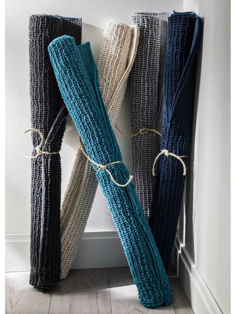 Guy Levasseur   Tapis de bain en polyester uni   Bleu canard