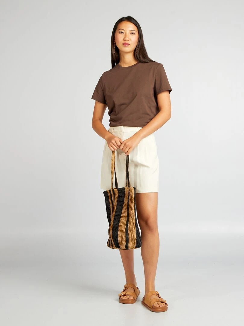 T shirt uni en jersey MARRON