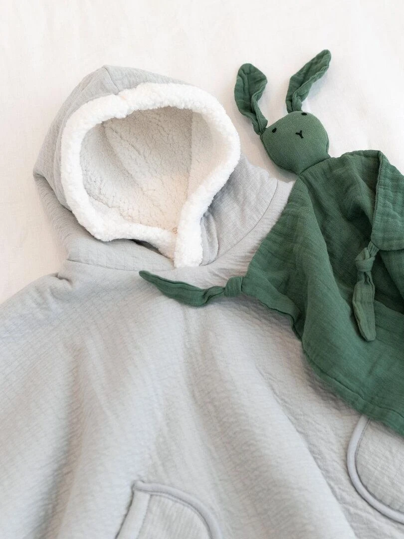 Bemini Poncho de voyage Tetra jersey et teddy   Gris