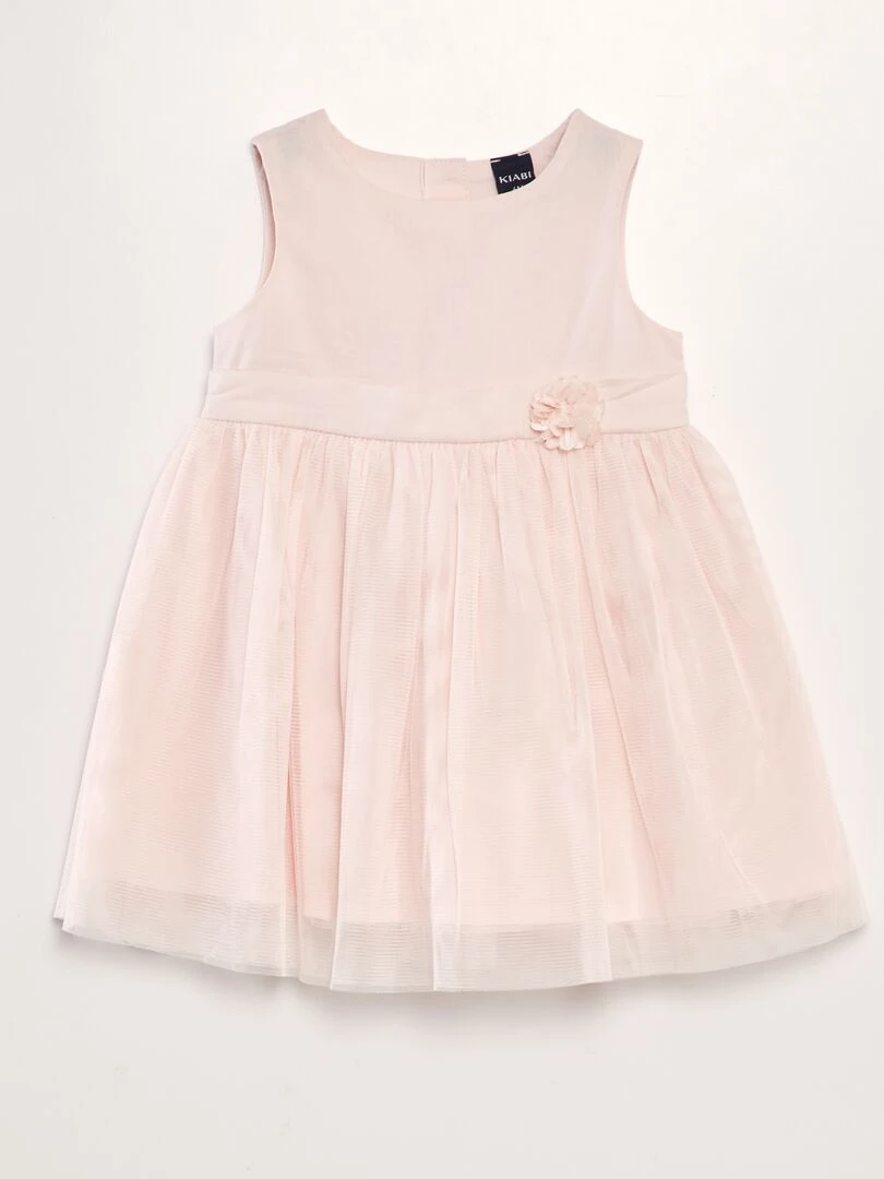 Robe évasée en tulle Rose