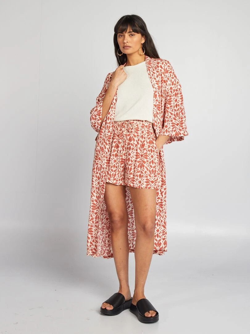 Short élastique en crêpe Rouge