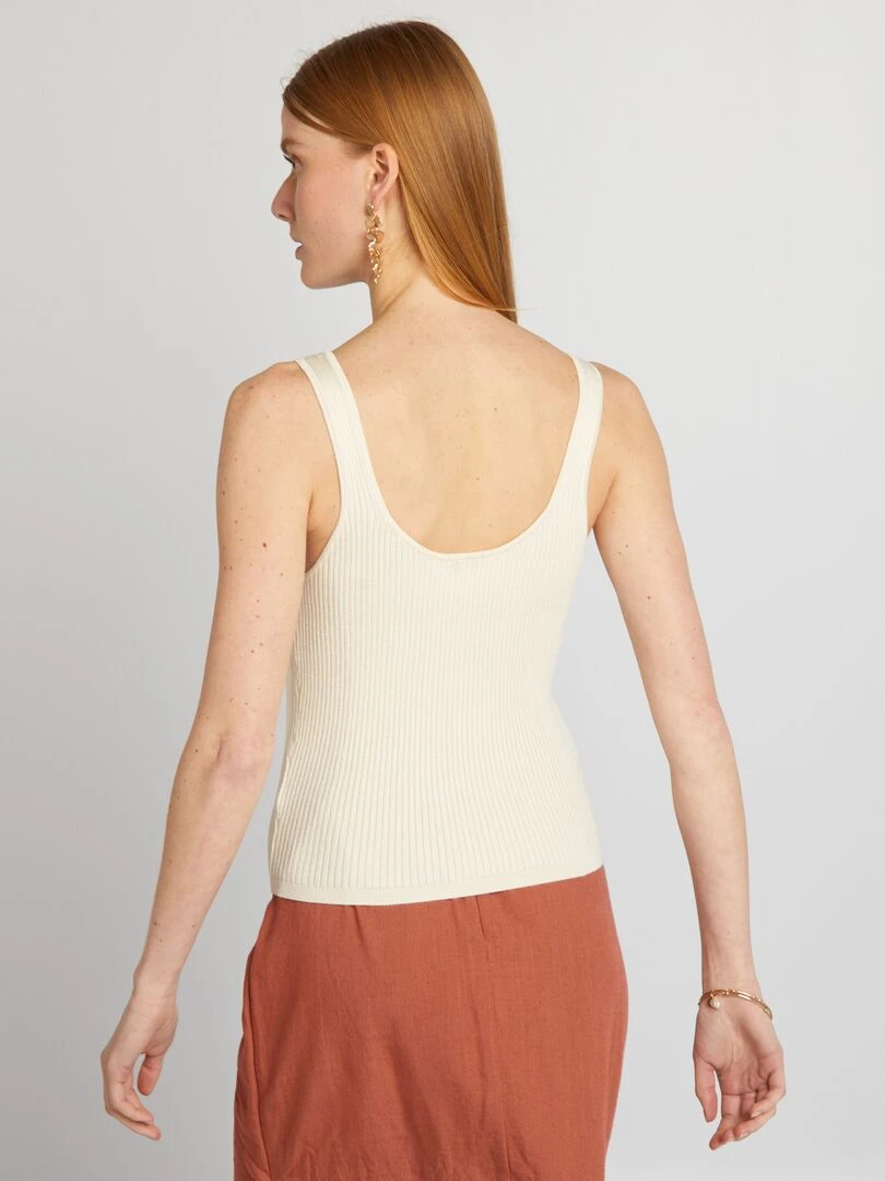Débardeur en maille côtelée   Crème