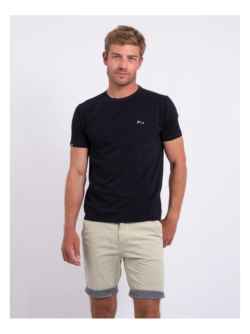 T shirt col rond pur coton NEROTEN Noir