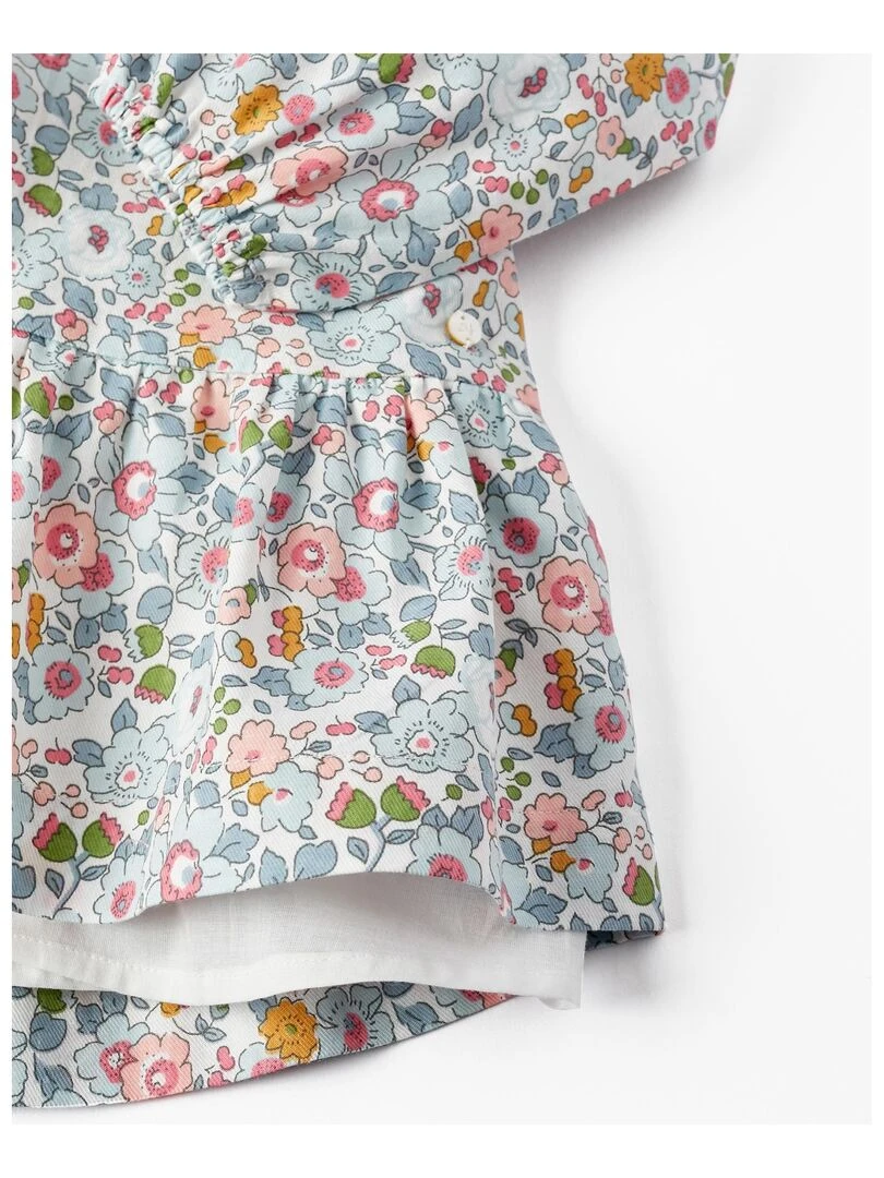 Robe Florale en Coton pour Fille manches longues  ROYALS OFF DUTY   Blanc