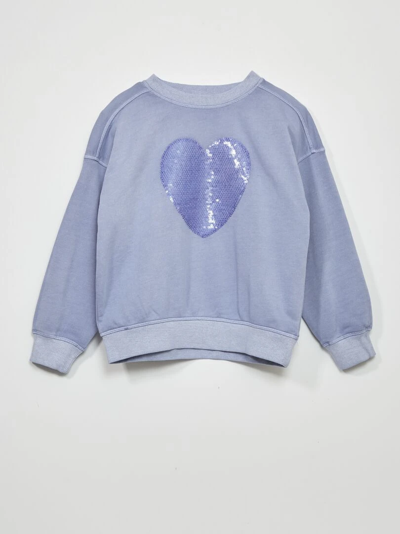 Sweat en molleton léger avec imprimé Bleu