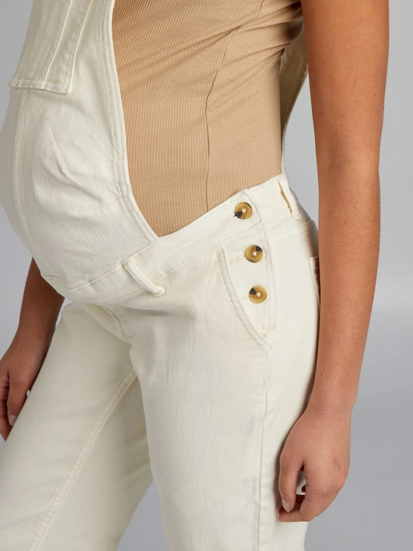 Salopette de grossesse en denim stretch   Beige