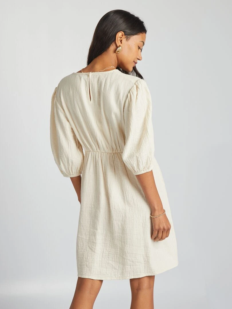 Robe en gaze de coton avec ouverture   Blanc