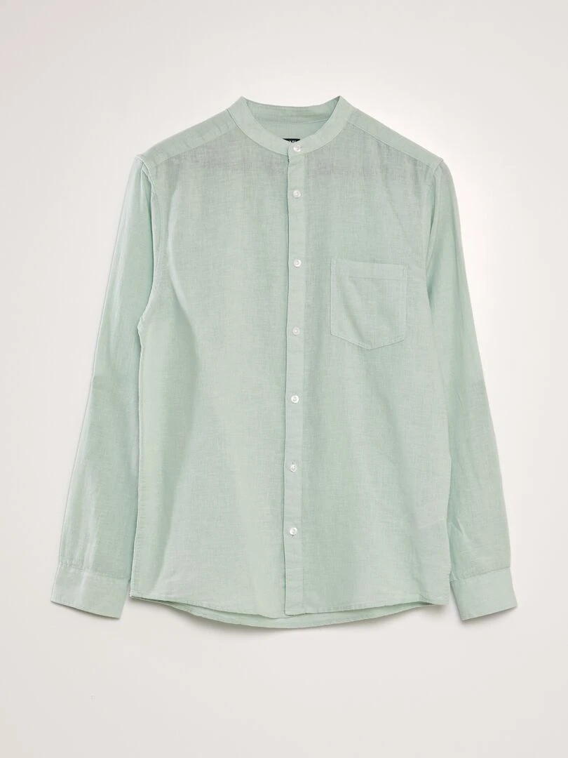 Chemise à col mao Vert d'eau