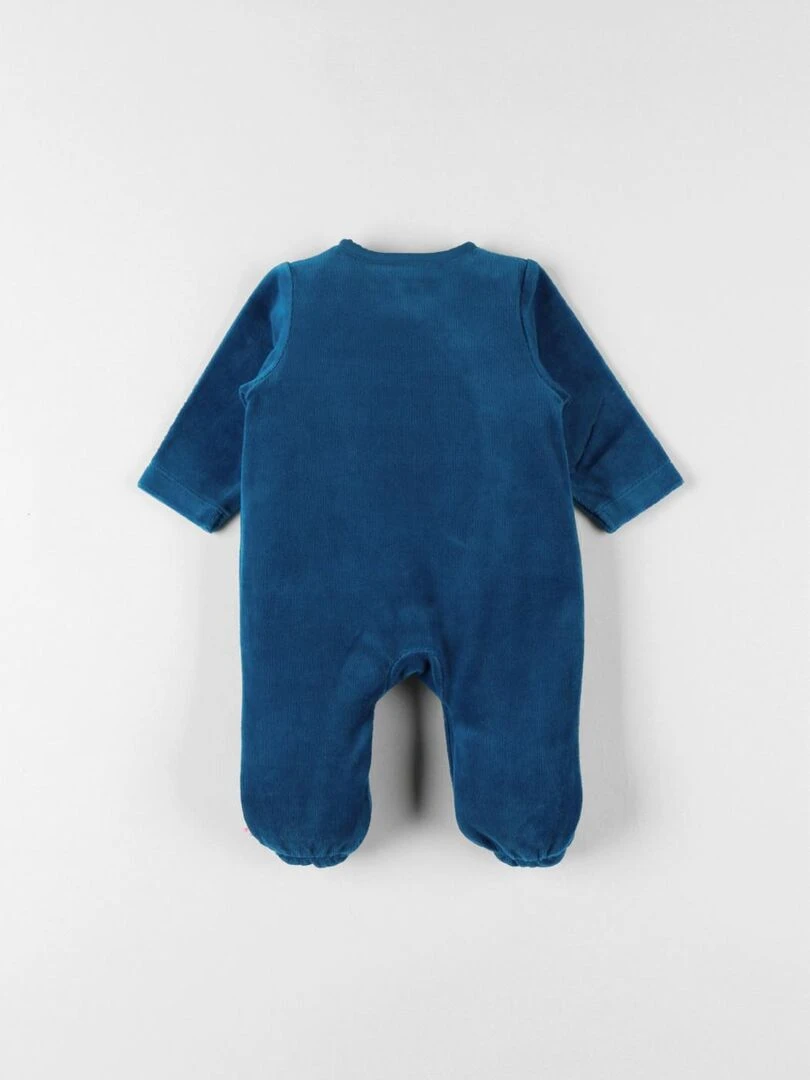 Pyjama 1 pièce rhinocéros en velours canard Noukie's Bleu