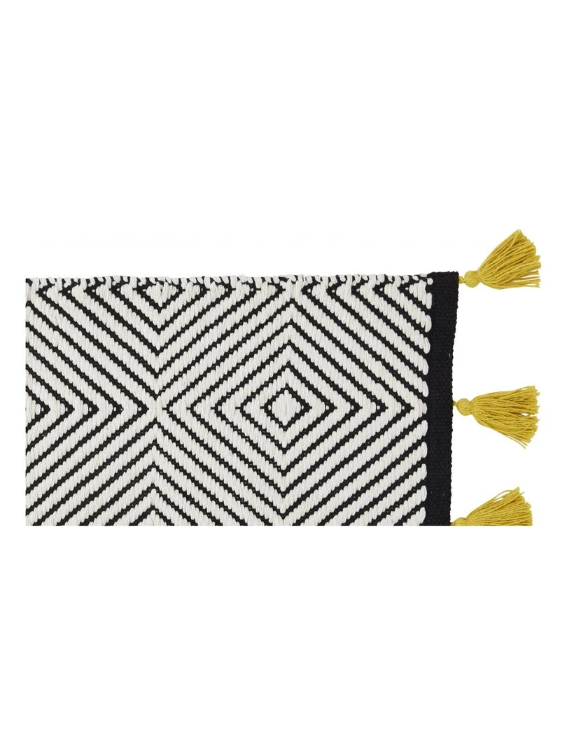 Guy Levasseur   Tapis de bain en coton fantaisie noir à pompons   Noir