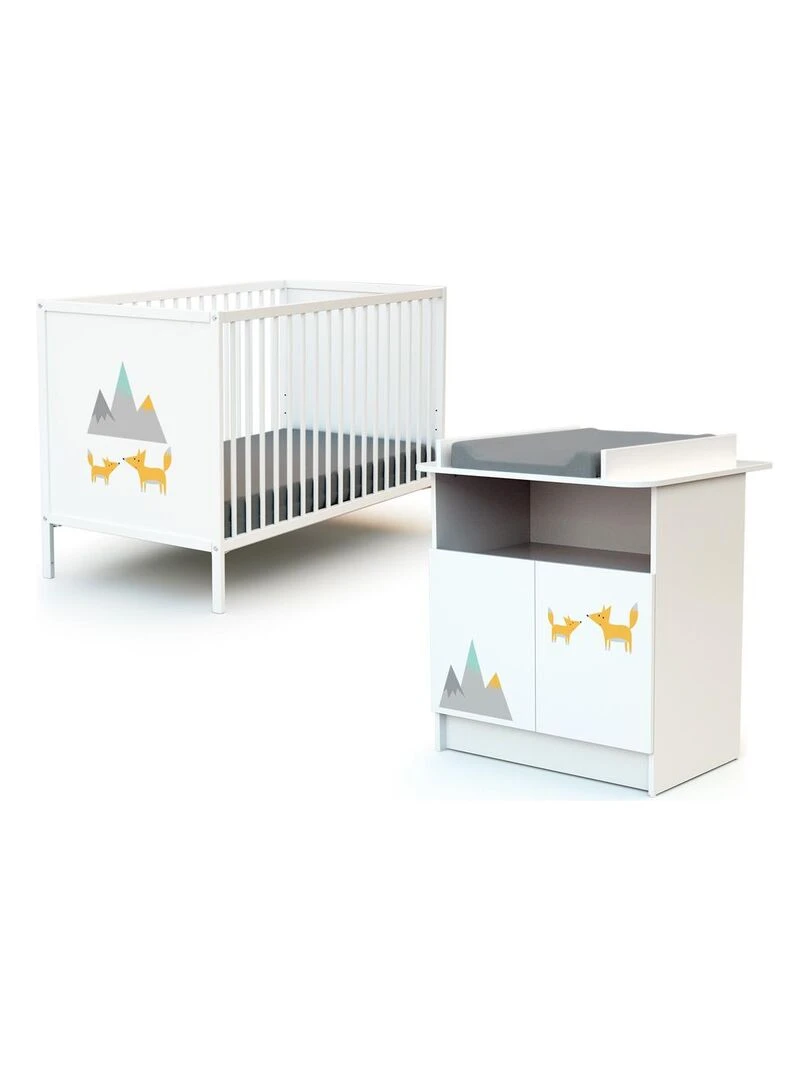 WEBABY   Meuble à langer   Blanc Orange Gris