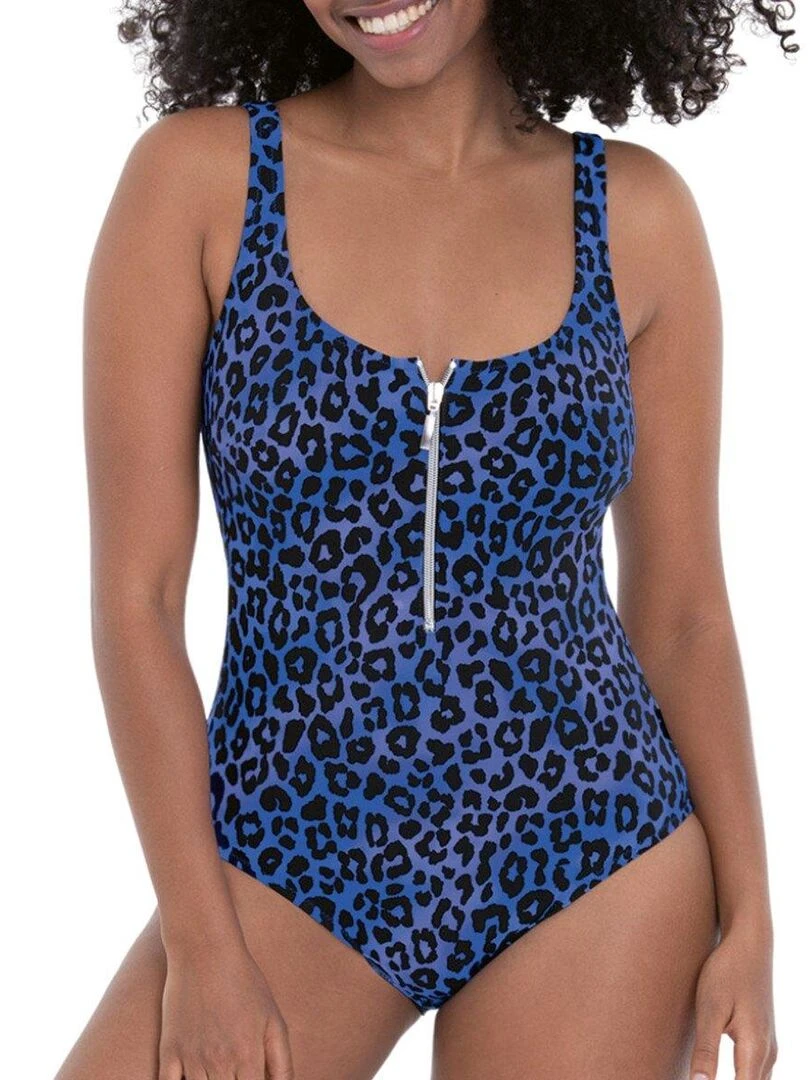 Maillot de bain 1 pièce sans armature fermeture éclair Elouise Bleu