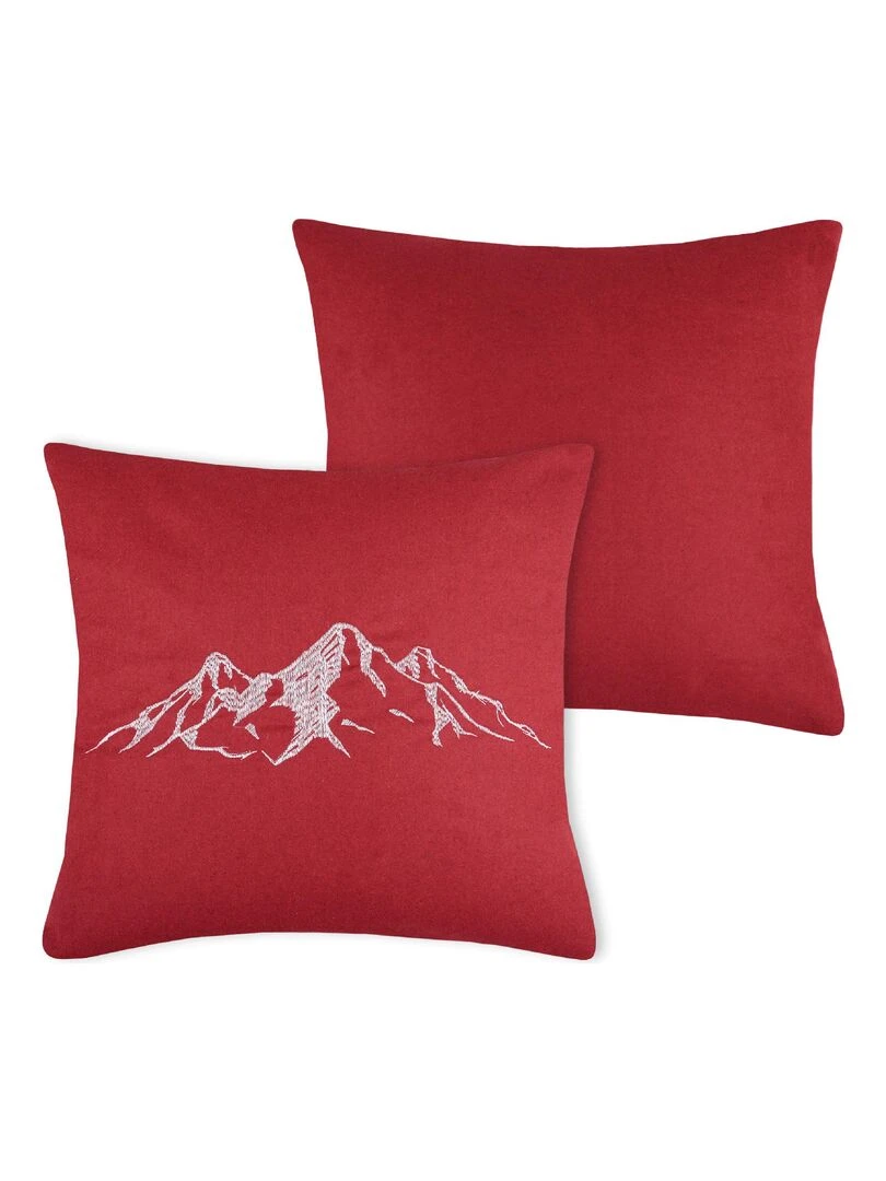 Coussin brodé montagne Rouge