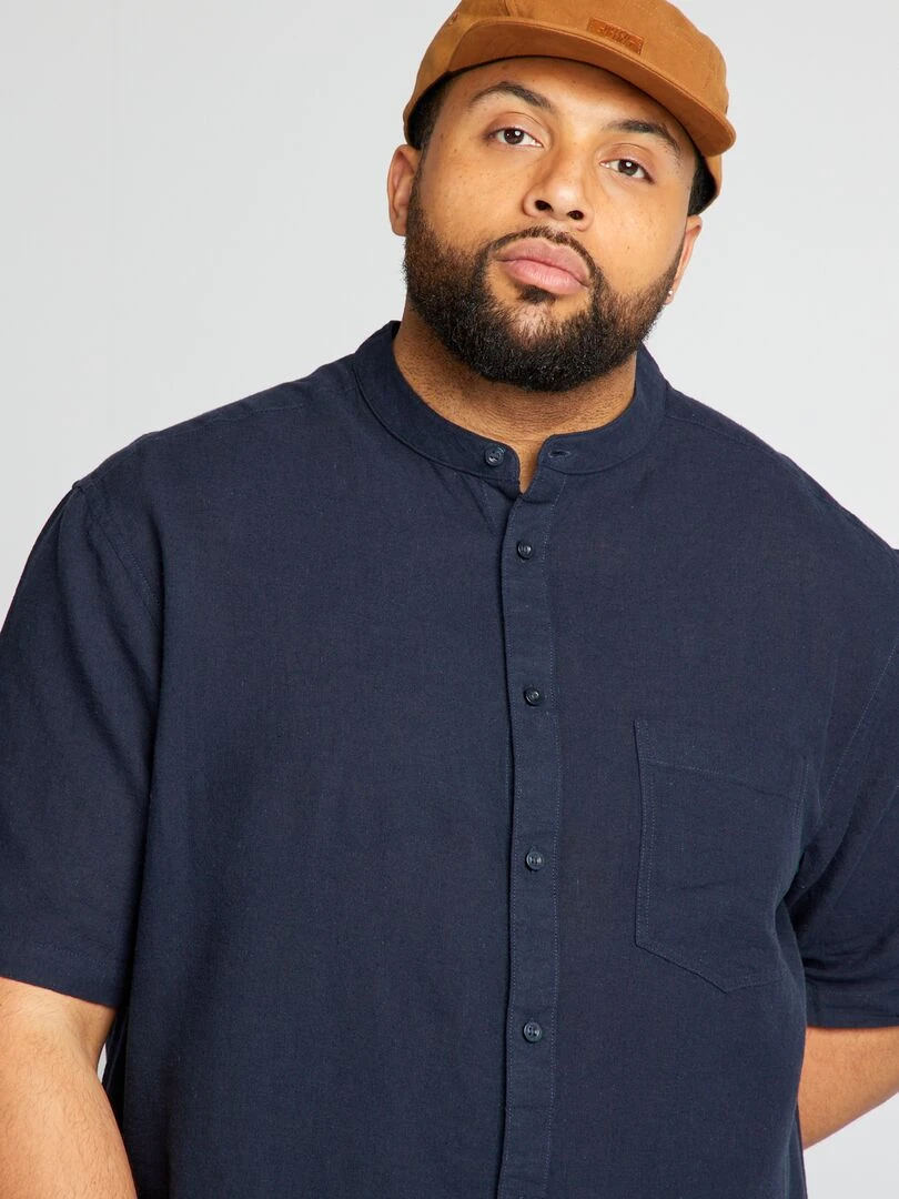 Chemise col mao   Marine