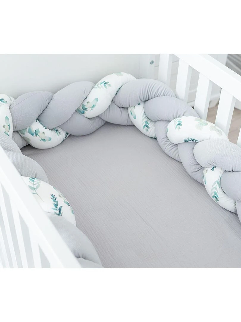 Tresse de lit bébé universelle  Eucalyptus   Gris