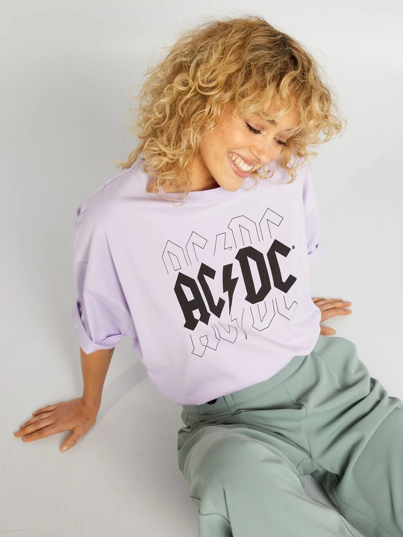 T shirt 'AC/DC' à col rond Violet