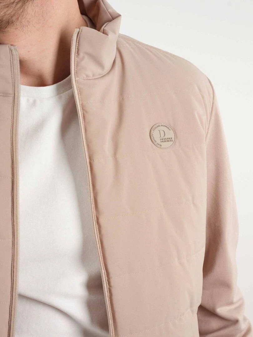 Veste col montant bi matière 'Deeluxe'   Beige gris
