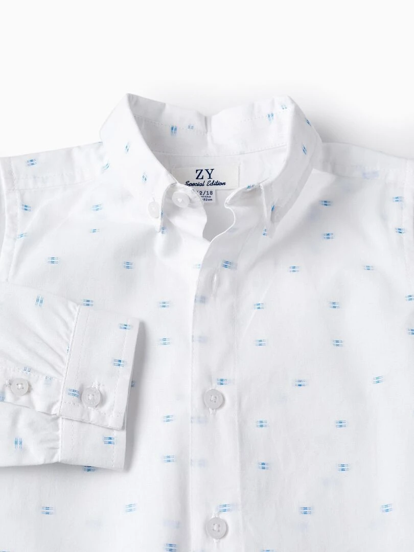 Chemise en coton pour bébé garçon manches longues CÉRÉMONIE   Blanc
