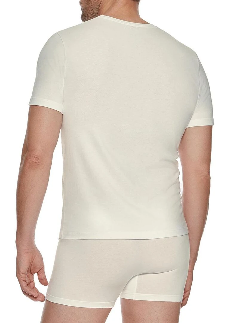 Tricot de peau en laine et lyocell Premium Wool   Blanc