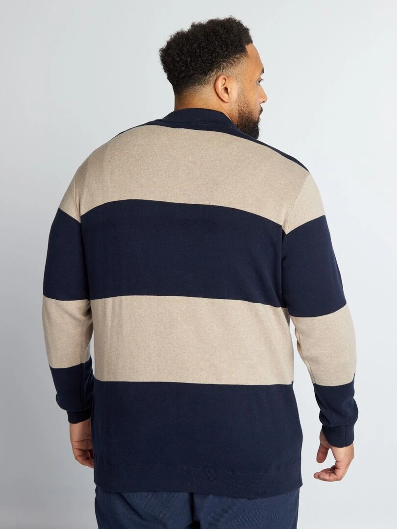 Polo maille épaisse   Noir/beige