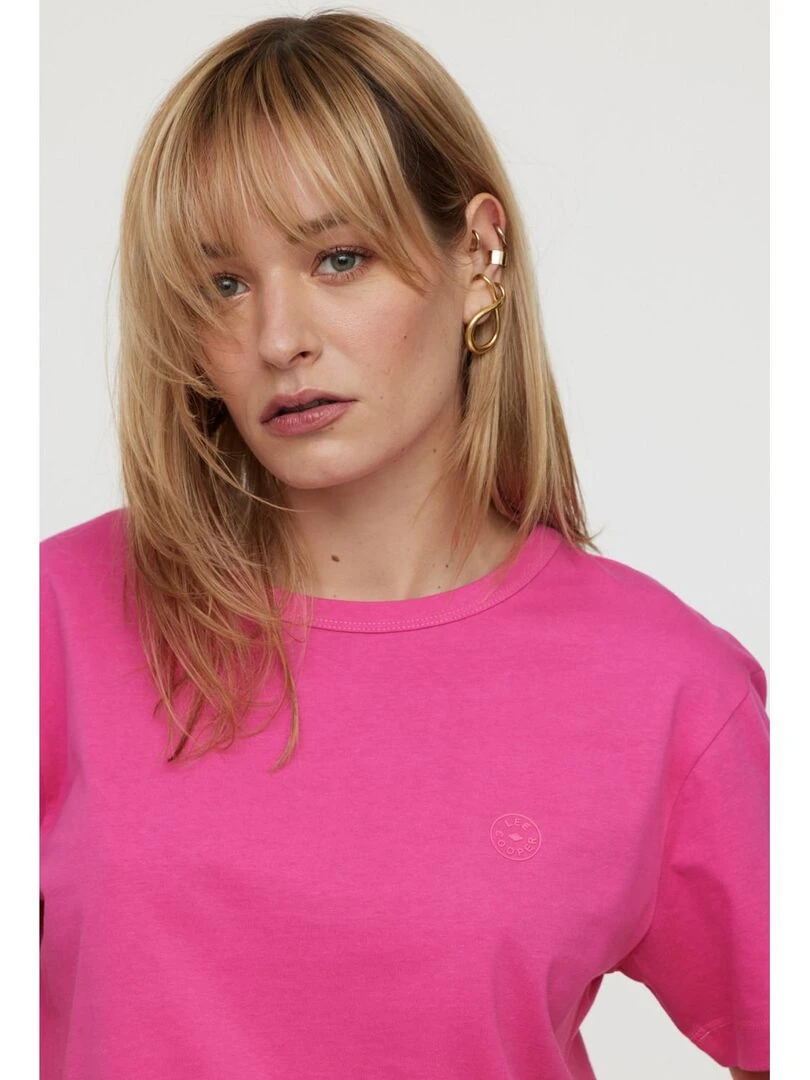 Lee Cooper   T Shirt manches courtes coton regular ADINA   Rose fushia