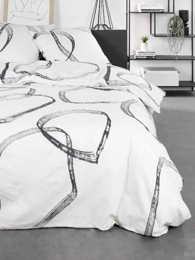 Housse de couette Sunshine Stamp + taie(s) 100% coton 57 fils Blanc