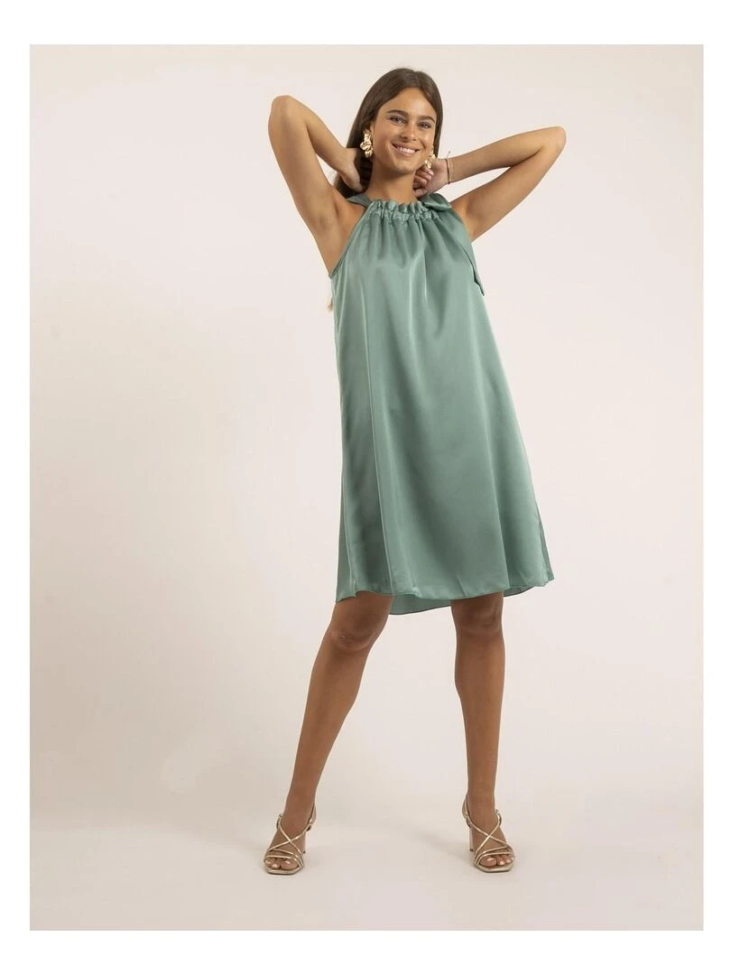 Robe courte satin IMUNE   Vert d'eau