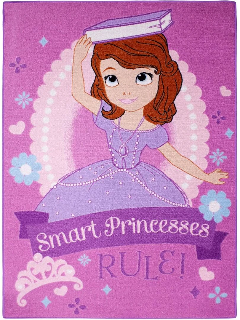 Tapis enfant SOFIA SMART PRINCESS Rose 95x133 Fait en Europe Rose
