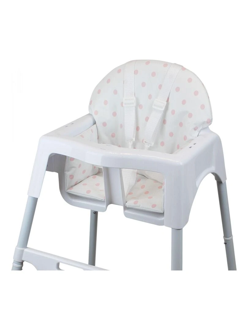 Housse d'assise pour chaise haute bébé enfant gamme Délice   Monsieur Bébé   Blanc Rose
