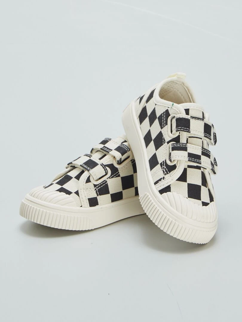 Baskets basses à scratchs   Noir/blanc