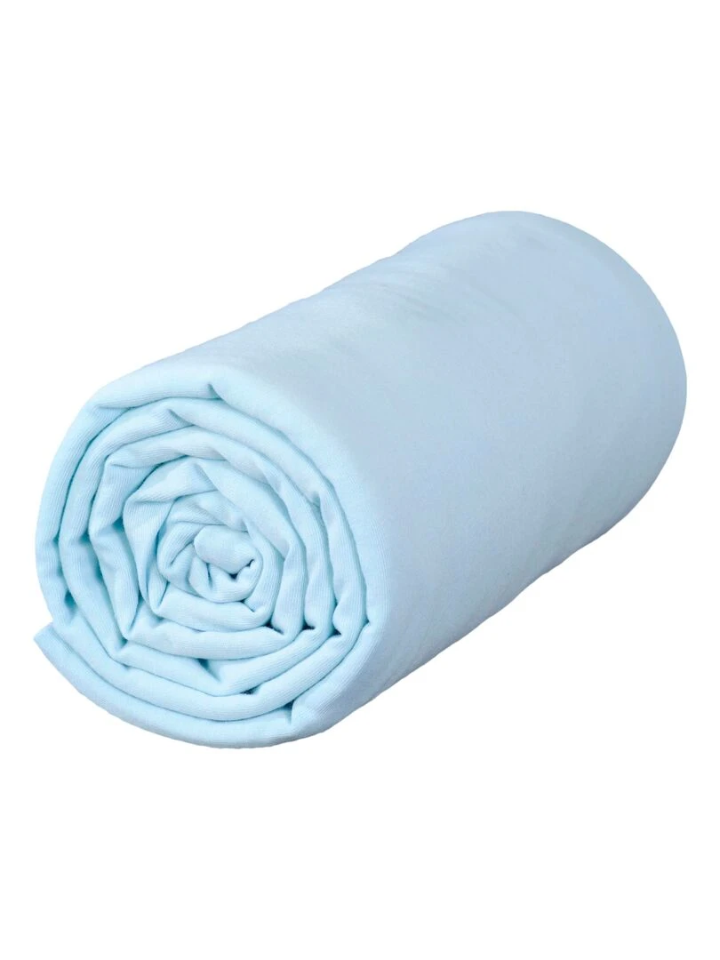Lot x2 Draps housse bébé 100% jersey Bio peigné   'P'tit Basile'   Bleu Ecru