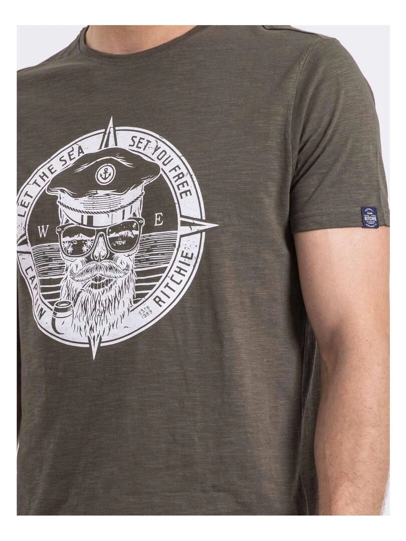 T shirt col rond NOLOLAND   Kaki