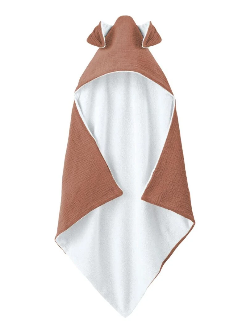 Cape sortie de bain intérieur 100 % coton Lapin Monsieur Bébé Rose