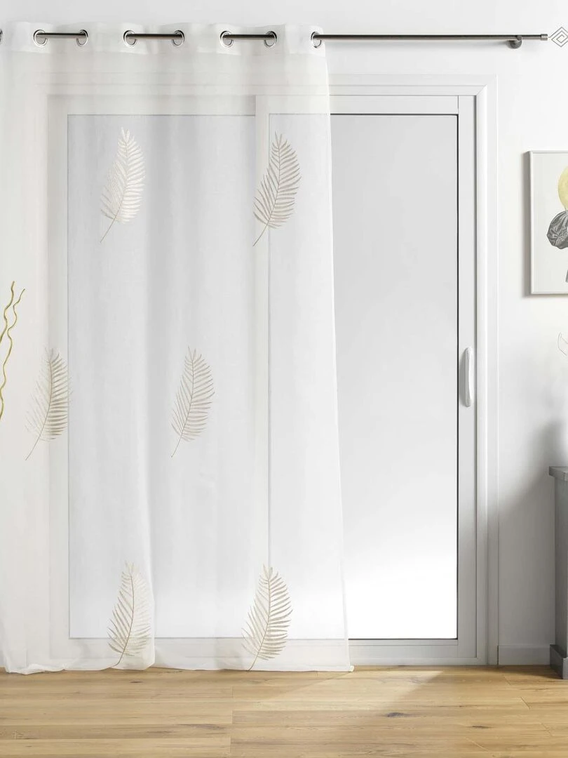 Rideau voile sable dore Palme or 140 x 240 cm   Blanc