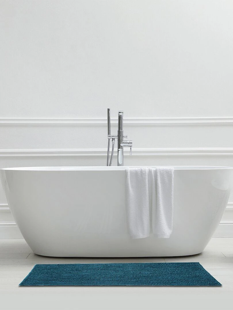 Guy Levasseur Tapis de bain en polyester uni Bleu canard