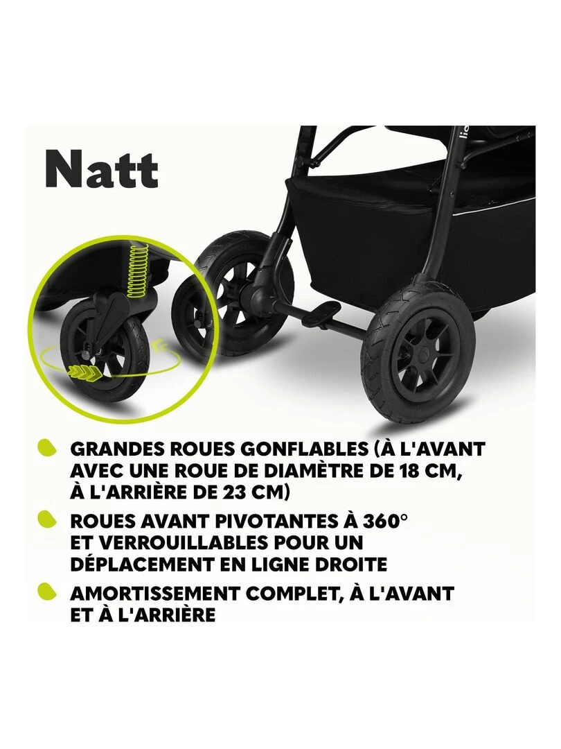 LIONELO Natt   Poussette bébé compacte   Jusqu'à 22 Kg   Légère & pliable   Gris   Gris