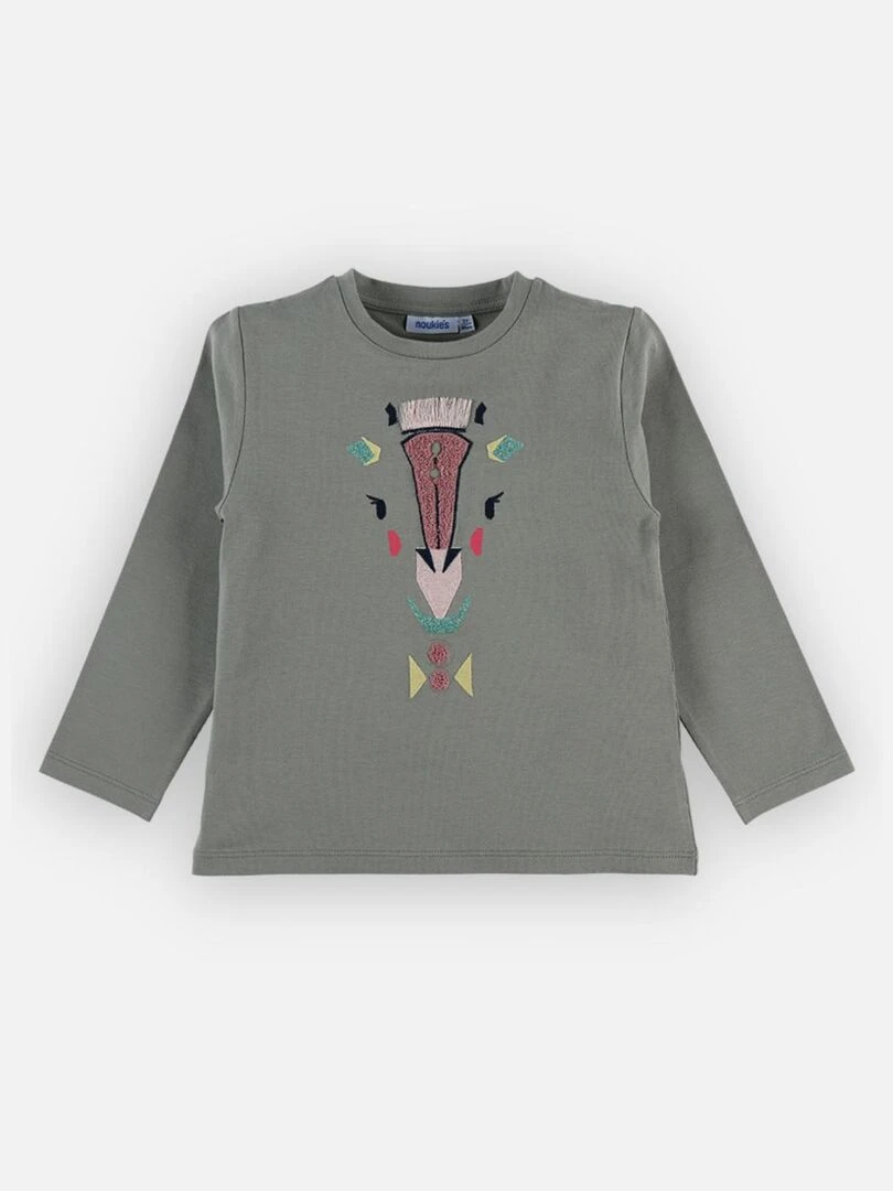 T shirt en coton girafe kaki Noukie's Vert