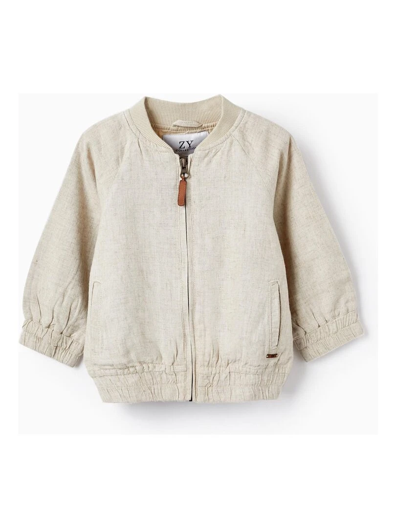Veste Bomber en Lin pour Bébé Garçon CÉRÉMONIE Beige