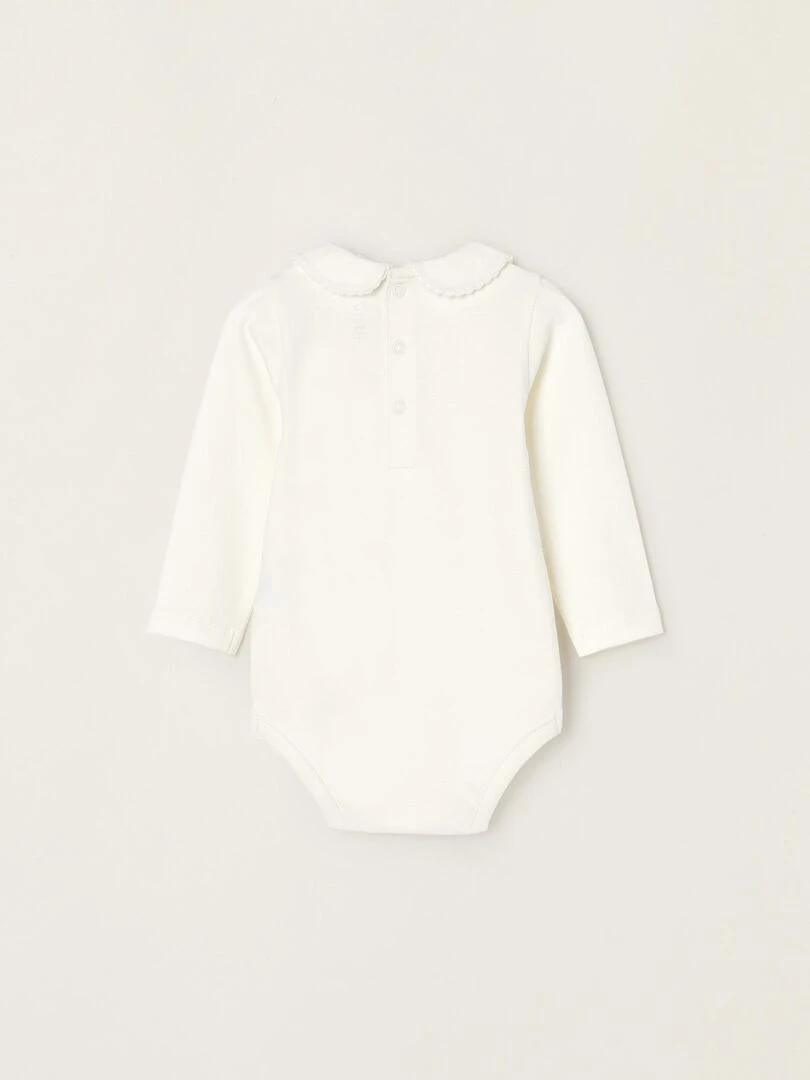 Lot de 2 bodies en coton pour nouveau né manches longues ESSENTIALS LINE Blanc