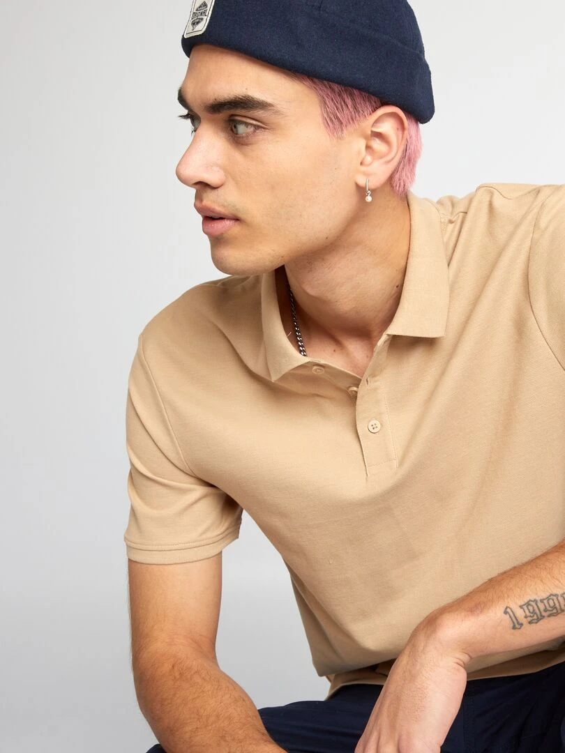 Chemise à coupe droite et à rayures   Bleu/blanc/beige