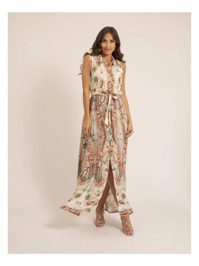 Robe chemise longue sans manches INORIA Ecru
