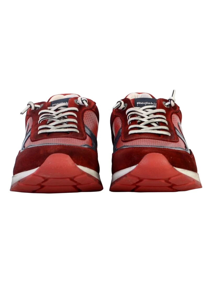 Basket Cuir Redskins Stitch   Rouge