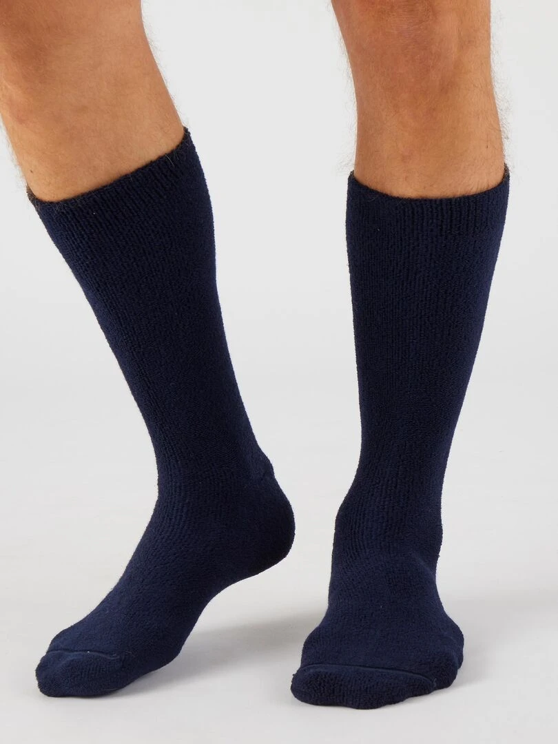 Chaussettes maille jersey bouclette Thermolactyl Damart Bleu marine