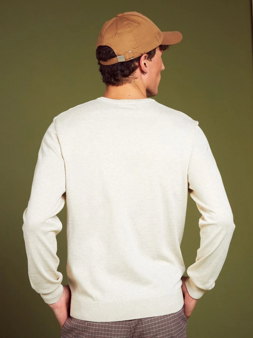 Pull basique en maille unie   Beige