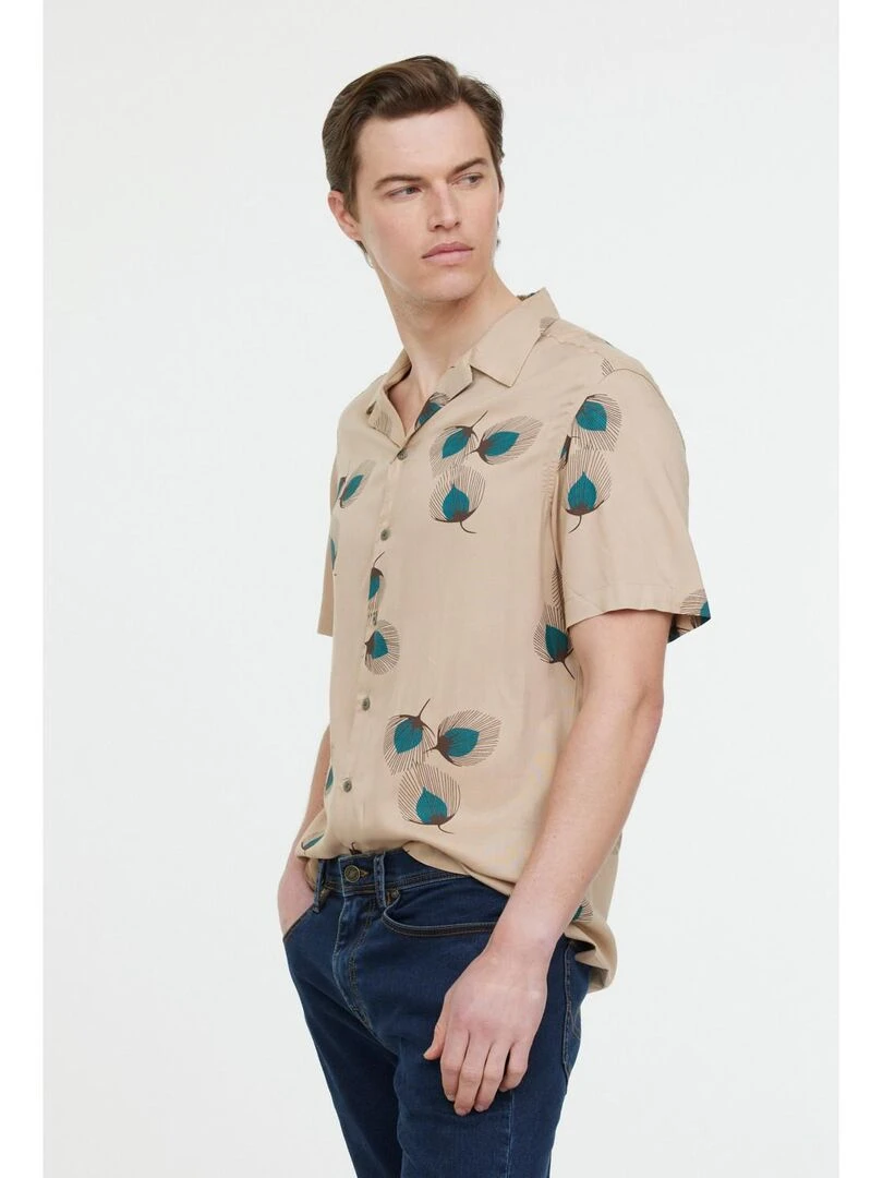 Lee Cooper Chemise manches courtes viscose relax DARUS Beige argile