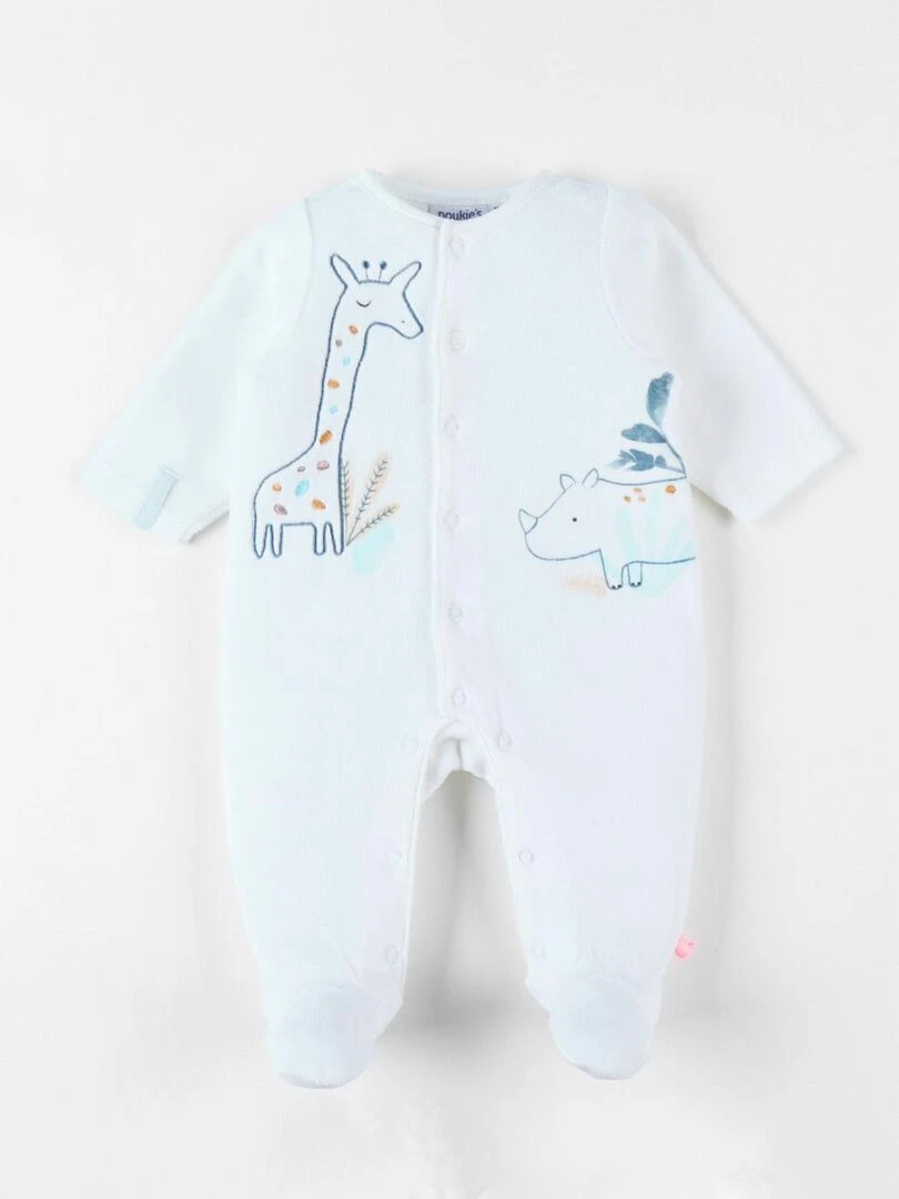 Pyjama 1 pièce imprimé savane en velours Noukie's Blanc