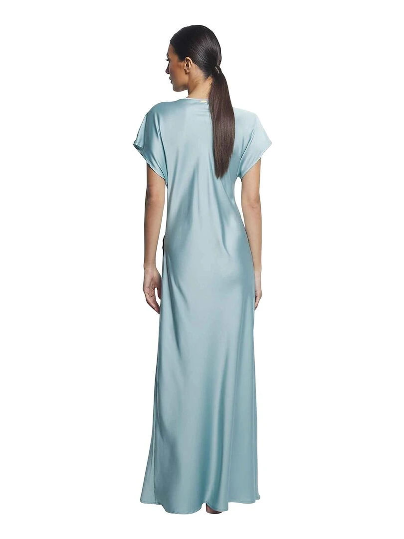 Chemise de nuit longue manches courtes Satin Vert