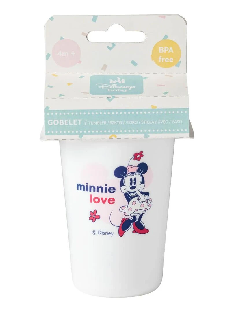 Gobelet bébé Minnie Confettis Blanc Rose