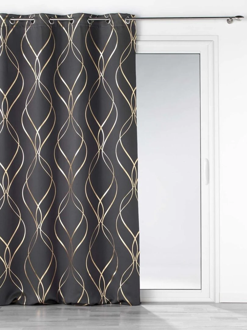 Rideau occultant à impressions métallisées   gris anthracite