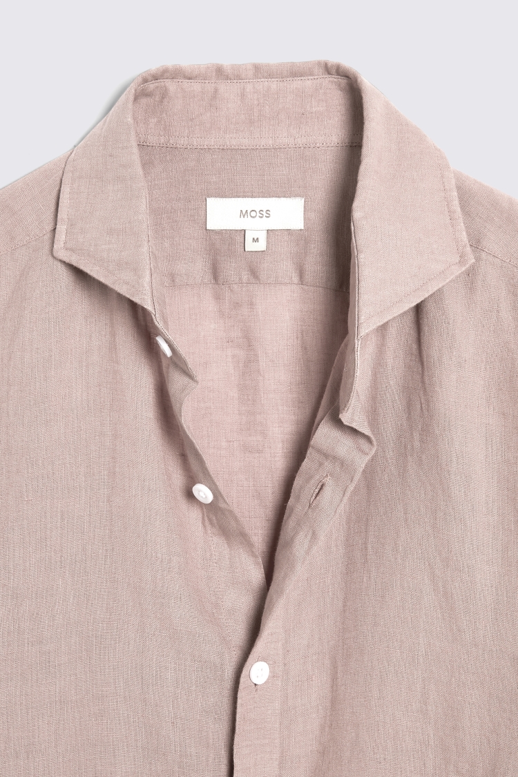 Tailored Fit Khaki Linen Shirt   Buy Online at Moss